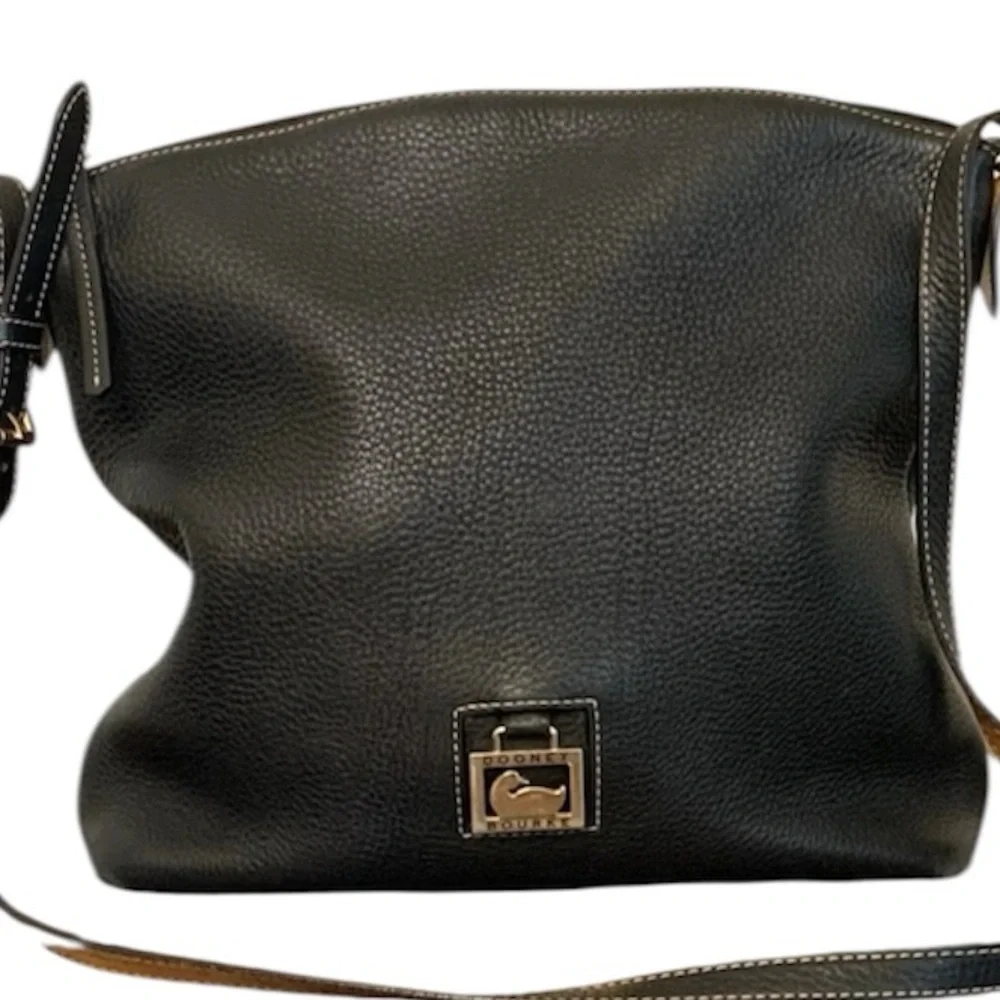 Dooney & Bourke Black Pebble Grain Leather Hobo Shoulder Bag Vintage Like New - Picture 5 of 7